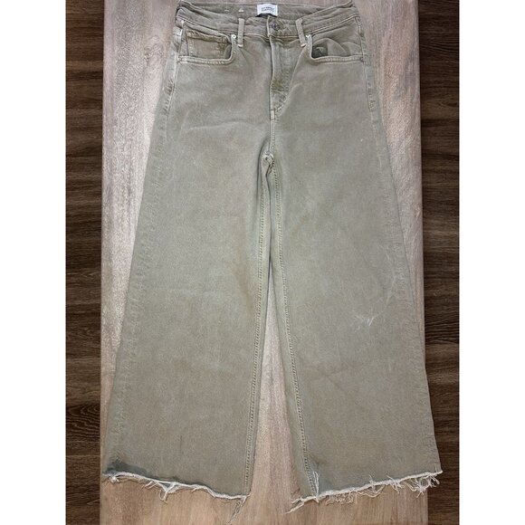 Citizens of Humanity Lyra Wide Leg Crop Raw Hem In Porcini Tan Size 28 - Picture 3 of 12